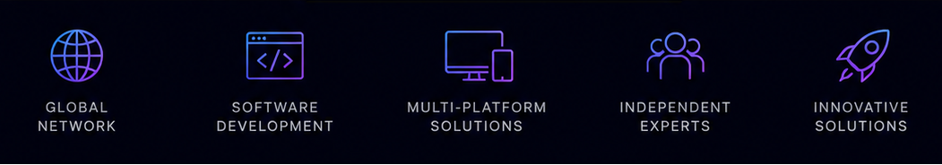 Global network, software development, multi-platform solutions, independent experts, innovative solutions